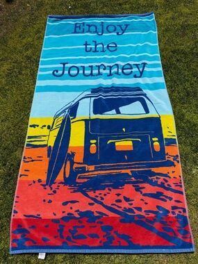 Costco Resort Living Enjoy The Journey Oversized Cotton Beach Towel 37x72 GUC